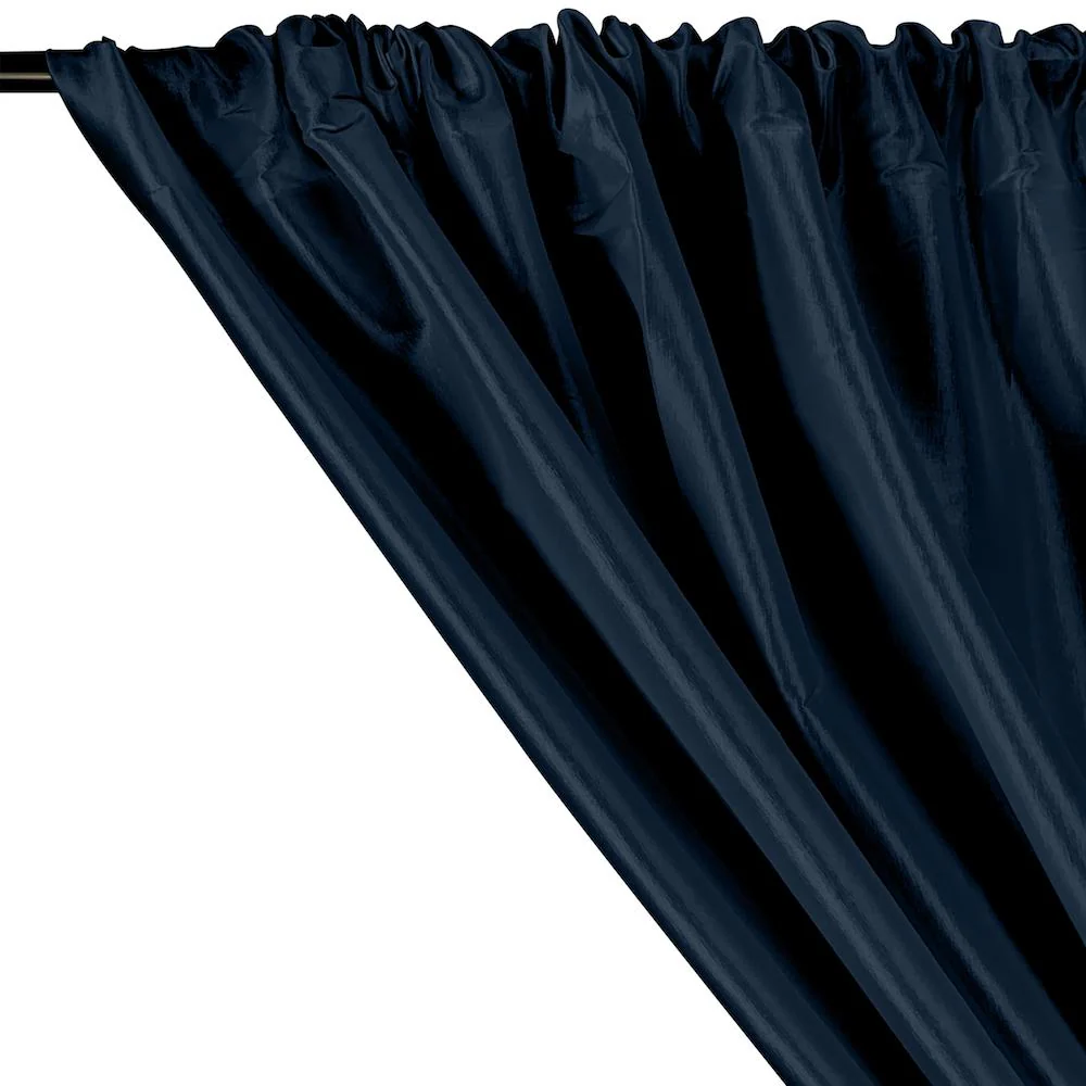 Stretch Taffeta Rod Pocket Curtains - Navy - Image 2