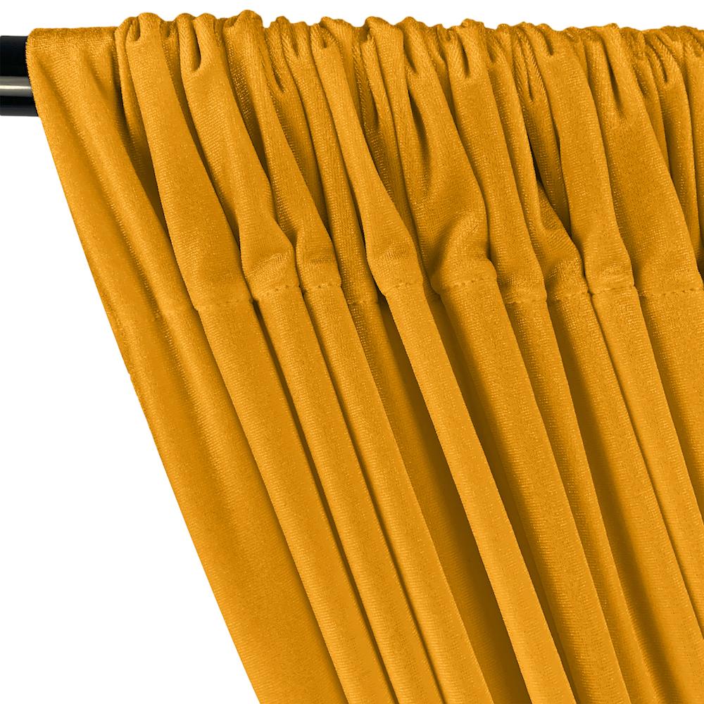 Stretch Velvet Rod Pocket Curtains - Gold - Image 2
