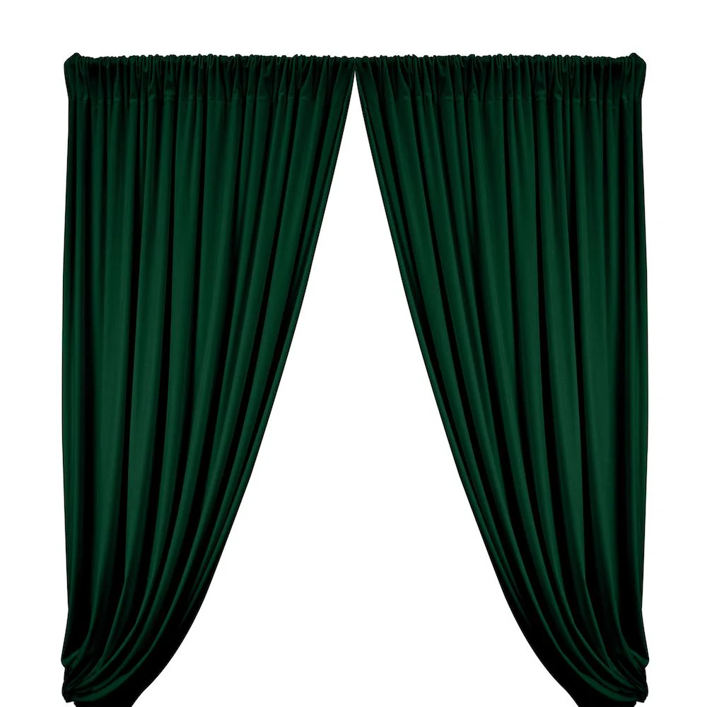 Stretch Velvet Rod Pocket Curtains - Hunter Green
