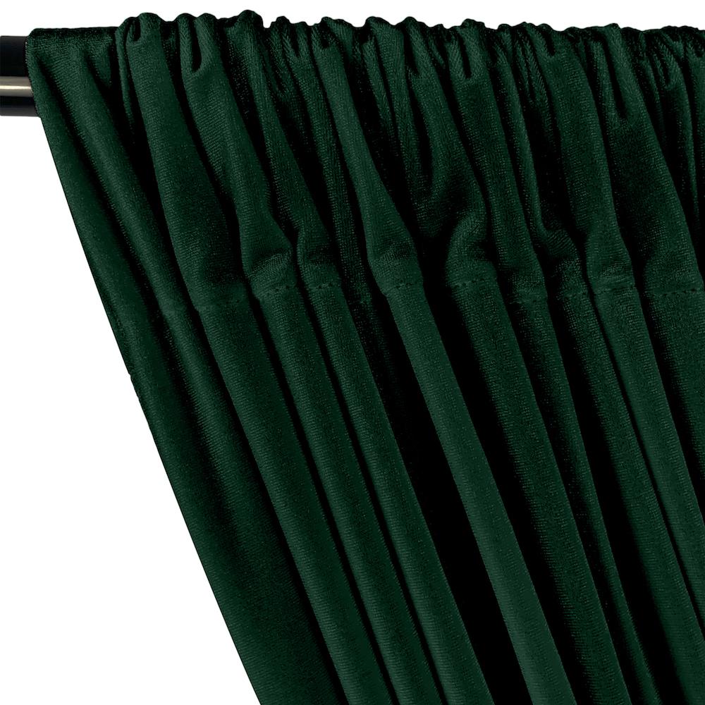 Stretch Velvet Rod Pocket Curtains - Hunter Green - Image 2