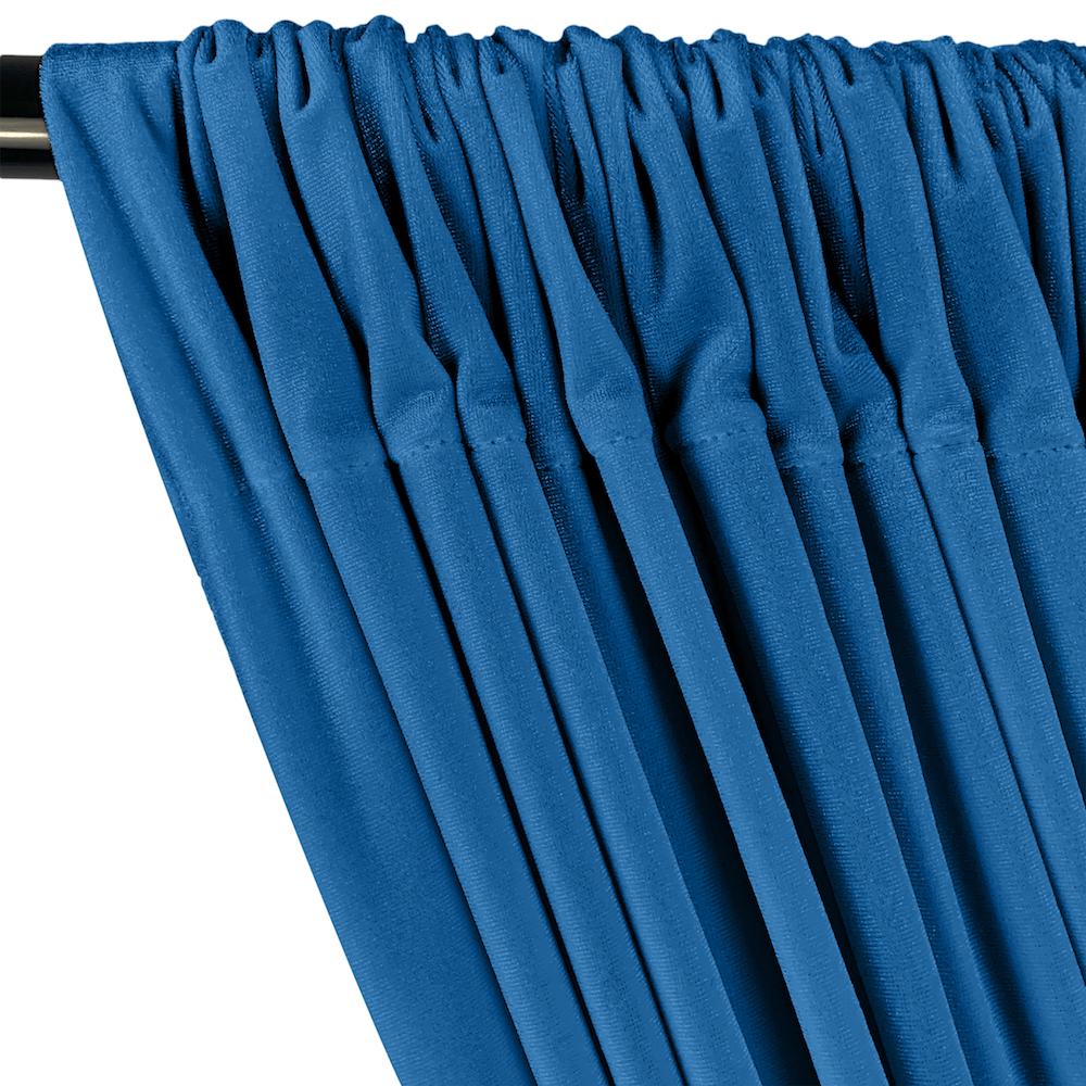 Stretch Velvet Rod Pocket Curtains - Turquoise - Image 2