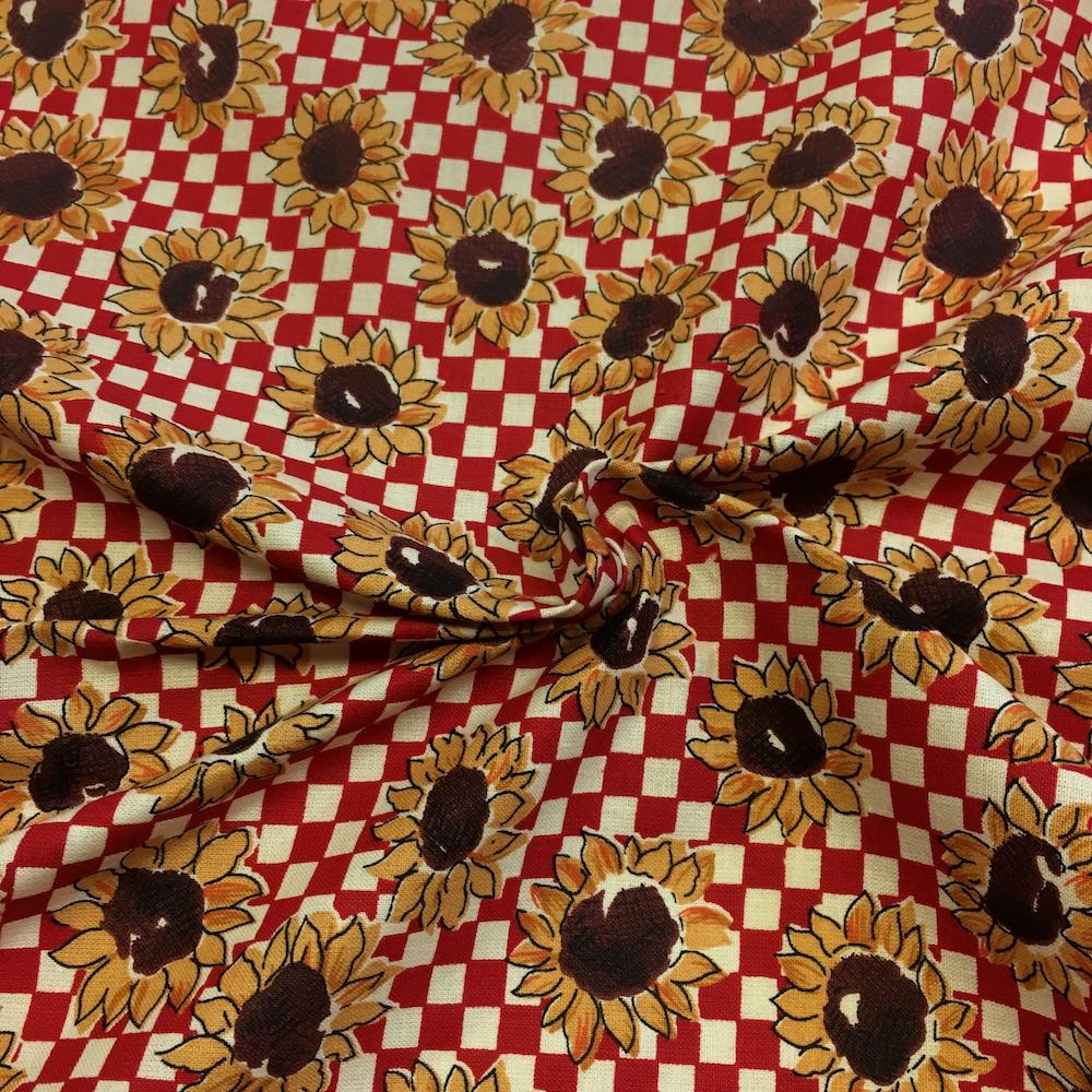Sunflower Red Printed Cotton - Image 2